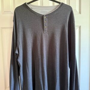 Club Room Men's Dark Gray Long Sleeve Henley